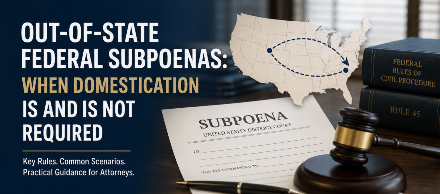 Out-of-State Federal Subpoenas: When Domestication Is and Is Not Required